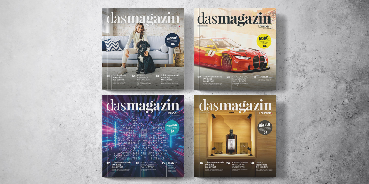 In vier Segmente unterteilt bringt das neue Laudert-Magazin 01/2023 Nachhaltigkeit und technischen Fortschritt durch Programmatic Printing mit sich