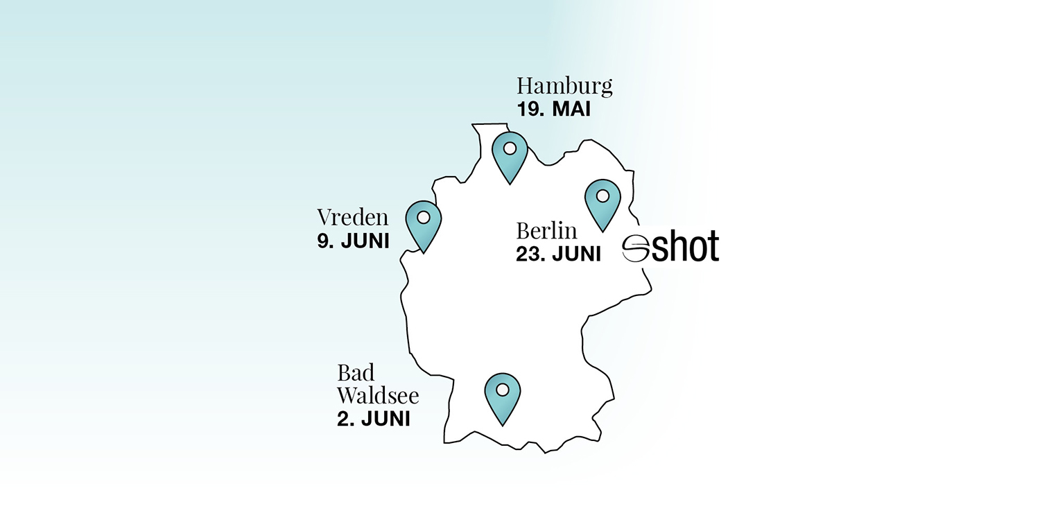 Die Karte zur Roadshow des Virtual Studio by Laudert zeigt alle Termine