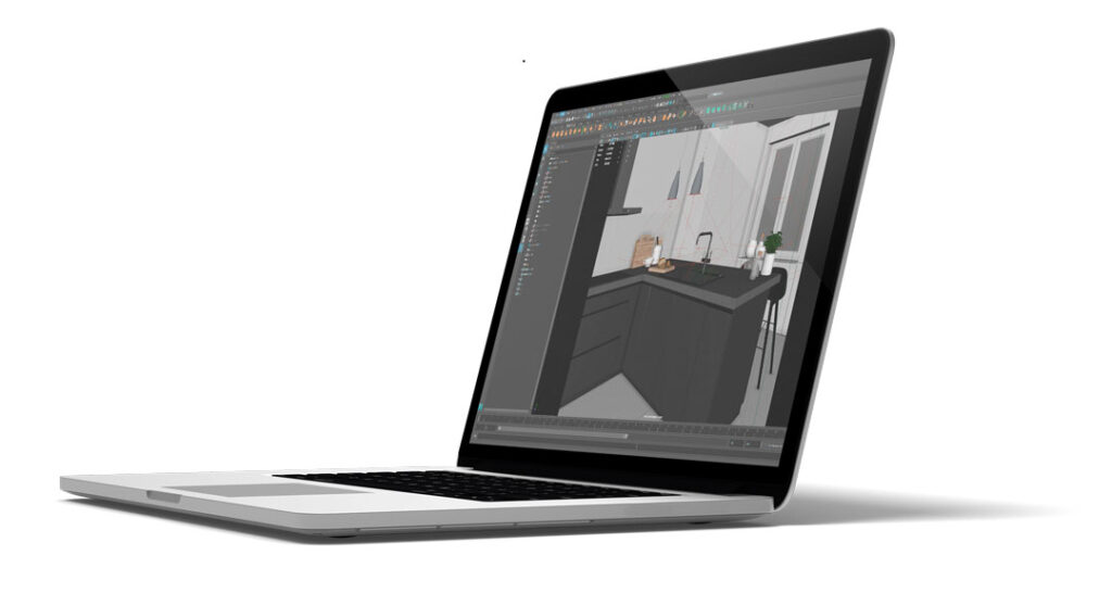 GROHE: 3D-Szene im Laptop bei Laudert