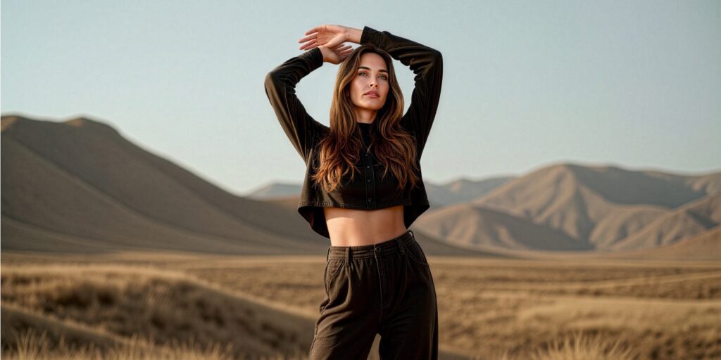 Beispiel einer KI-unterstützten Produktinszenierung im Bereich Fashion